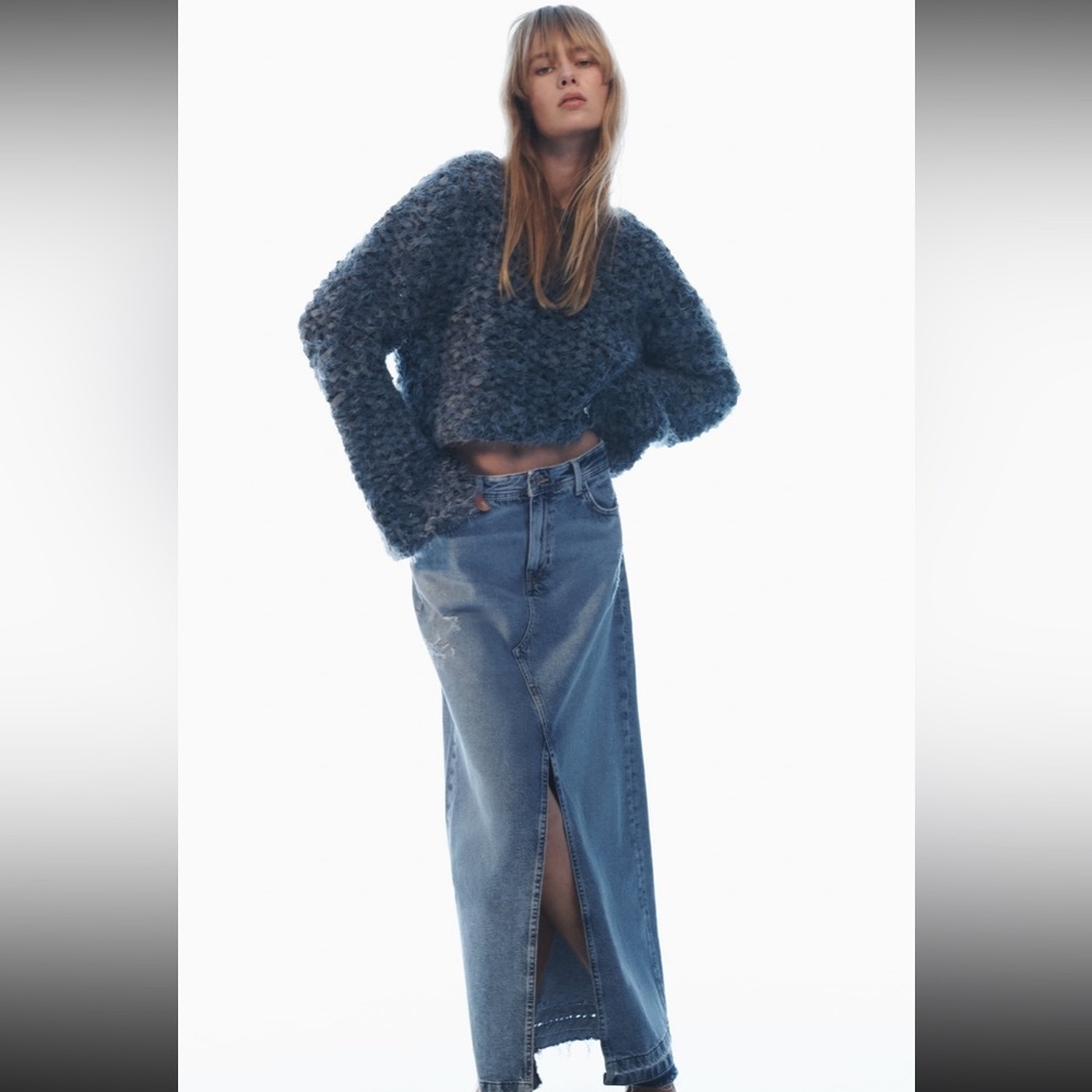 ZARA denim midi skirt